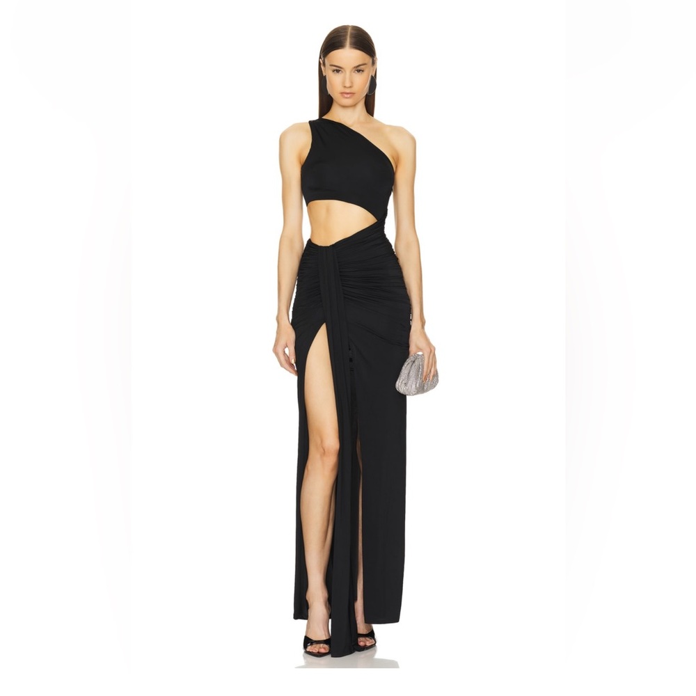 xRevolve Lilith Gown Michael Costello Black One-Shoulder